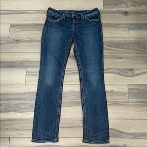 Silver Jeans Dark Blue Skinny Jeans Suki Straight 30 x 34